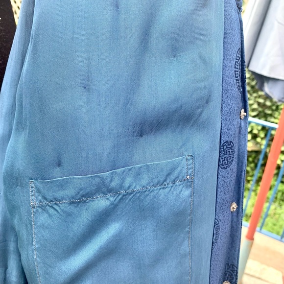 Vintage Quilted Blue Asian Satin Silk Jacket - Picture 8 of 8